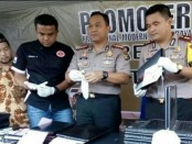 Polres Tangerang Kota menggelar pers rilis terkait pencurian laptop untuk UNBK di sebuah sekolah SMP - foto: Bob/Koranjuri.com