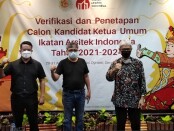 Ketiga kandidat ketua Umum IAI yang mendapatkan perolehan suara setelah seleksi melalui tahapan penjaringan di Munas IAI XVI tahun 2021 di Kuta, Bali, Senin, 30 Agustus 2021 - foto: Koranjuri.com