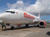 Penerbangan perdana maskapai Batik Air Malaysia yang dioperasikan Malindo Air itu menggunakan pesawat Boeing 737-800 dan dapat menampung hingga 180 penumpang - foto: Istimewa