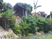 Bantaran Sungai Pengastulan, Kecamatan Seririt, Buleleng, yang terkikis akibat senderan jebol - foto: Bali Editor