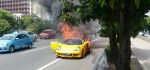 Mobil Porsche Terbakar di Tol