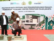 Peletakan batu pertama pembangunan Islamic Center Persatuan Islam (PERSIS) DKI Jakarta di Jalan Bambu Apus, Cipayung, Jakarta Timur, Selasa (21/9/2021) - foto: Istimewa