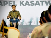 Presiden Joko Widodo saat memberikan arahan kepada Kepala Kesatuan Wilayah (Kasatwil) di Nusa Dua, Badung, Bali, Jumat, 3 Desember 2021 - foto: Istimewa