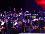 Pagelaran musik Orkestra G20 di area Aksobya di halaman Candi Borobudur, Magelang, Jawa Tengah, Senin (12/9/2022) dengan melibatkan 70 musisi dari negara G20 - foto: Istimewa